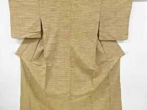 アンティーク　変わり横段模様織り出し手織り節紬単衣着物